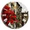 Designart 'Red Tree On Black And White New York City Street Industrial Wall Clock
